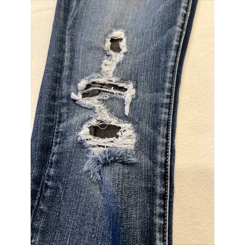 Women’s American eagle jeggings distressed destroyed medium wash size 8 regular - Picture 8 of 14
